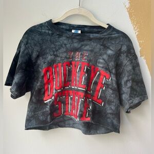 Ohio State cropped black dye top
